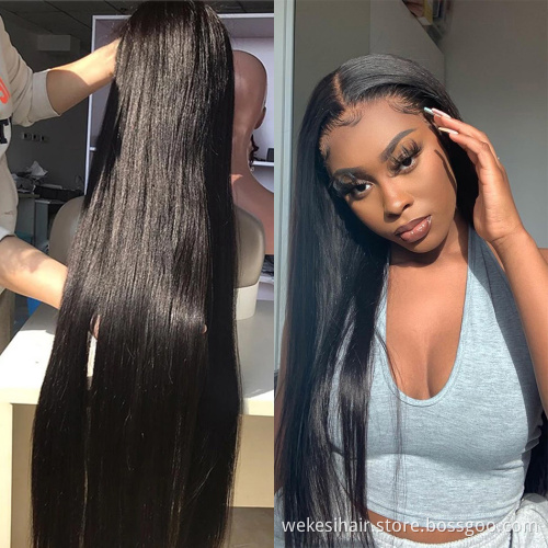 Wig For Black Women With Baby Hair Brazilian 13X6 Straight Glueless Transparent HD 100% Raw Virgin Human Hair Lace Front Wigs